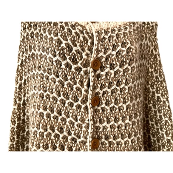 SIMPLY NOELLE Women's One Size Knit Button Front Poncho Sweater Brown White‎ - Picture 3 of 7